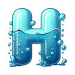H from water in cartoon style