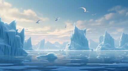 Poster - Ice and icebergs melting because UHD WALLPAPER