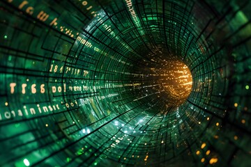 glowing green data digital computer abstract concept 