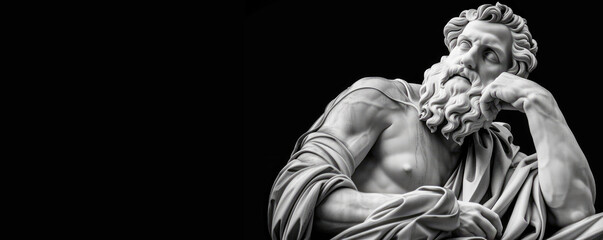 Portrait of a gentle and flawless stoic marble statue. Perfect for background and quotes. With copy space.