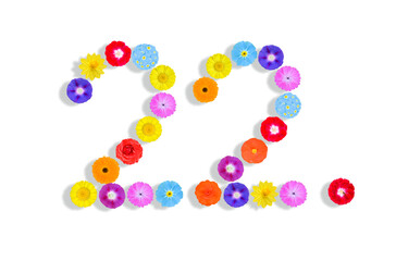 number  written on white background with colorful flowers, Graphic, Illustration