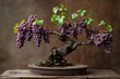 bunches of grapes on a bonsai tree 