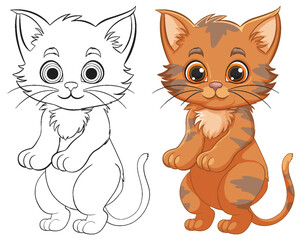 Wall Mural - Vector illustration of a colored and outlined kitten