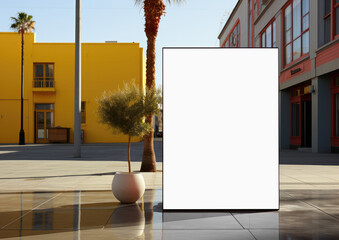 Leinwandbilder - White Billboard Mockup of a Large Advertising Poster on the Street extreme closeup. Generative AI