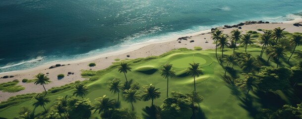 Wall Mural - From above, a drone reveals the mesmerizing allure of a paradise beach, where emerald and turquoise waters meet pristine sandy shores