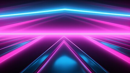 Wall Mural - Pink and teal dynamic sheets with neon led illumination. Retro futurism abstract background