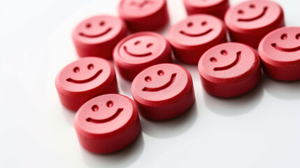 Wall Mural - Medicine pills with happy smiley, feelgood drug concept, MDMA or opioids