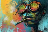 Fototapeta Nowy Jork - graffiti art abstract addiction mental health person smoking