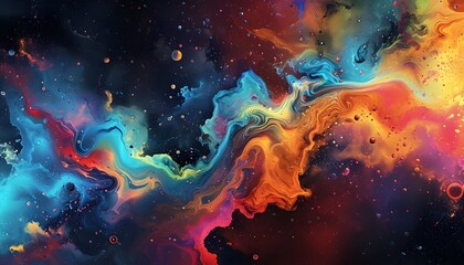space colorful water on oil abstract background