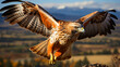 Red-Tailed Hawk Soaring Through Yellowstone's Clear Blue Sky