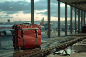 Suitcases in airport. Travel concept