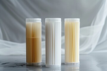Wall Mural - Three tubes of pasta sitting next to each other. Great for food and cooking concepts