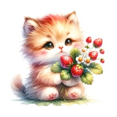 Aufkleber - Whimsical kitten illustration created with Generative AI technology