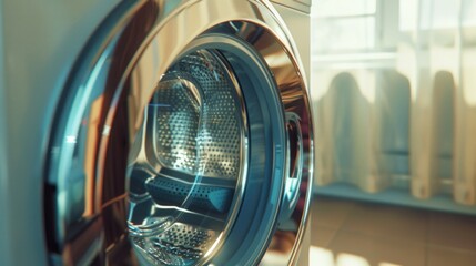 Wall Mural - Close up of a washing machine in a room. Suitable for household appliance concepts