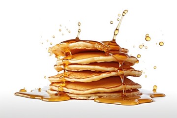 Sticker - A delicious stack of pancakes covered in syrup. Perfect for breakfast or brunch