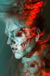 © cff999 - demon covered face bejeweled avant garde model, chromatic aberration, motion, blurred
