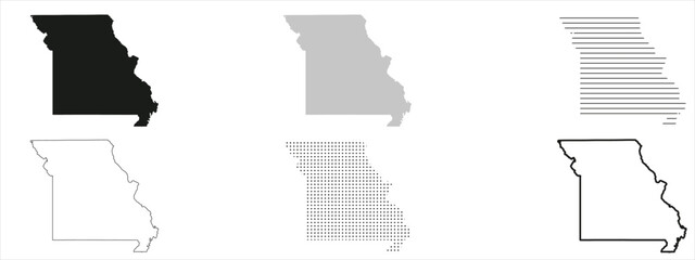 Wall Mural - missouri state map black. missouri map silhouette isolated on transparent background. vector illustr