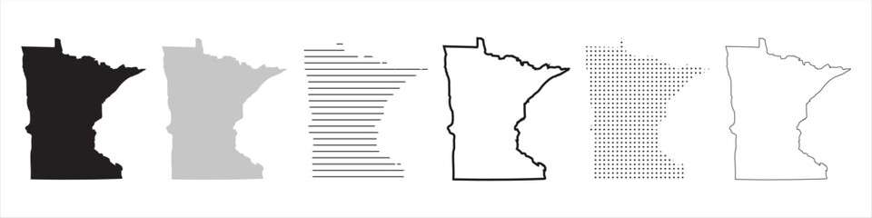 Sticker - Minnesota State Map Black. Minnesota map silhouette isolated on transparent background. Vector Illustration. Variants.