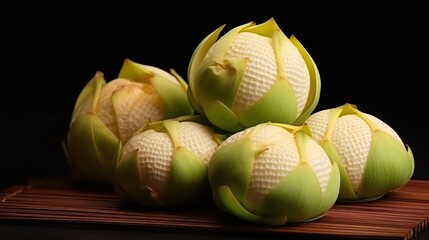 Sticker - Lotus seeds in a wooden bowl UHD WALLPAPER