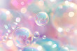 © ALL YOU NEED studio - translucent soap bubbles on pastel holographic light background
