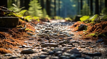Wall Mural - A road in the woods with the sun shining UHD WALLPAPER