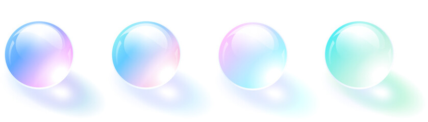 Aufkleber - Glass sphere with iridescent colors, 3D illuminated collection of glass balls.
