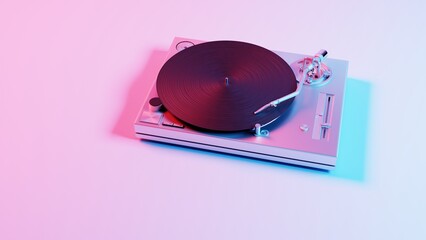 Aufkleber - This 3D illustration showcases a vinyl record player with vibrant colors, adding a modern and colorful twist to a classic music player.
