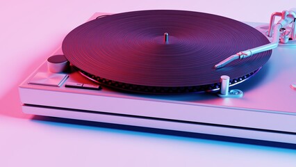 Aufkleber - This 3D illustration showcases a vinyl record player with vibrant colors, adding a modern and colorful twist to a classic music player.