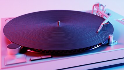 Aufkleber - This 3D illustration showcases a vinyl record player with vibrant colors, adding a modern and colorful twist to a classic music player.