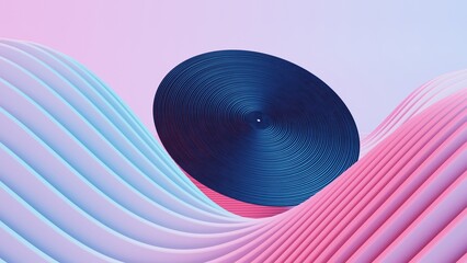 Aufkleber - This artwork depicts a vinyl record set against a retro wave landscape, combining the nostalgia of analog music with the futuristic aesthetics of neon waves.