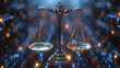 Scales of justice on a blue background