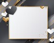© Luiri Art - Contemporary card template with a gold, gray and white hearts on abstract background with white copy space, ideal for invitations and congratulations