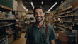 hardware store employee Who smiles happily at work