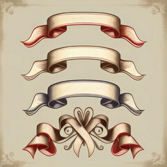 Sticker - vintage ribbon set illustration.