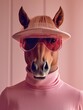 portrait of Horse, wearing sunglasses and clothes cosplay human
