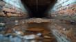 © visoot - A dark dirty wet crawl space, brick or concrete. Generative AI.