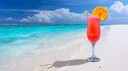 Poster - glass of cocktail on the beach