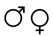 Gender Symbol Icon Set - Black And White Pictogram Of Male And Female Sign