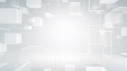Wall Mural - modern white and light grey square overlapped pattern on background with shadow. white background. m