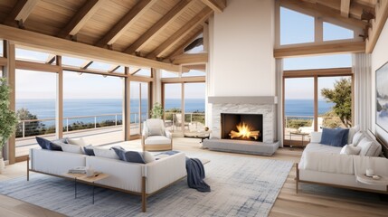 beautiful example of modern coastal style bedroom with natural elements and soft color palette
