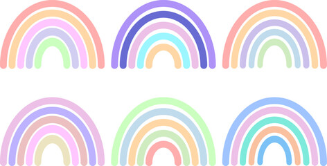 Wall Mural - boho Rainbow Vector Illustration set