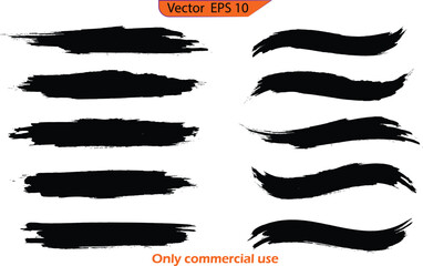 Wall Mural - Black ink line, grunge brush strokes, ink paint set, EPS 10	
