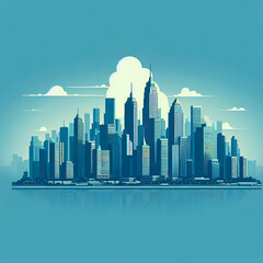 Wall Mural - A flat vector skyline illustration of Manila, Philippines. A very beautiful and the capital city of The Philippines. This skyline consists a flat style with some gradient. A perfect poster.