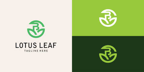 Wall Mural - Simple lotus leaf logo design with combination letter from A to Z| premium vector