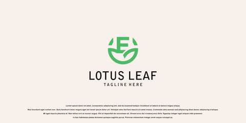 Wall Mural - Simple lotus leaf logo design with combination letter from A to Z| premium vector