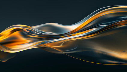 Poster - abstract gold waves on black background in the style 