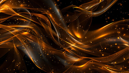 Wall Mural - abstract gold waves on black background in the style 