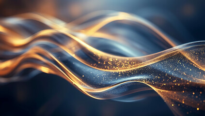 Poster - abstract light gold wave motion background in the sty