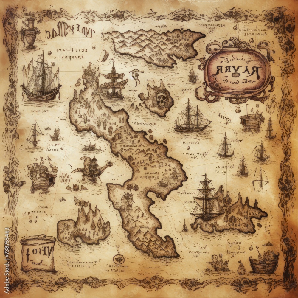 old pirate treasure map Stock Illustration | Adobe Stock