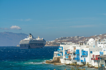 Canvas Print - Little Venice part of Mykonos town, on Mykonos island, Greece